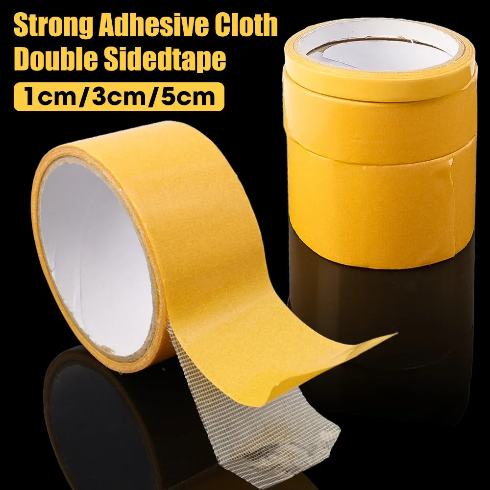 Strong Fixation Double Sided Cloth Base Tape Yellow Mesh Grid Waterproof Traceless High Viscosity Carpet Adhesive Household Tool Qme
