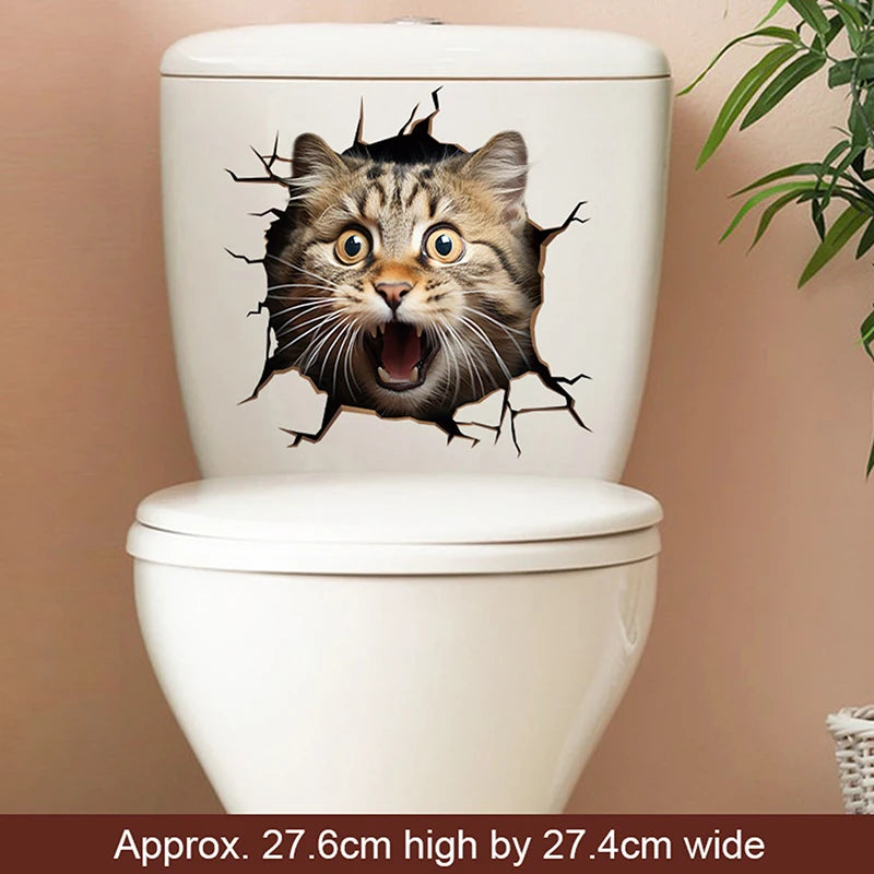 Animal Decals Decor Bathroom Washroom Funny 3D Kitten Toilet Seat Qme 07