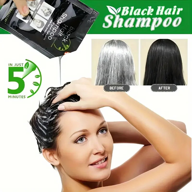 10 Fast Black Hair Shampoo 5 Mins Become Dye Herb Natural Care Qme