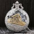 Vintage Pocket Watch Hollow Cover Design Quartz Movement Necklace Pendant Chain Unisex Gifts Qme Silver