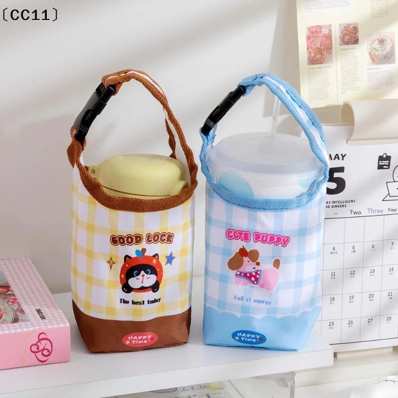 Water Bottle Carrier Bag Adjustable Buckle Baby Stroller Cup Holder Qme