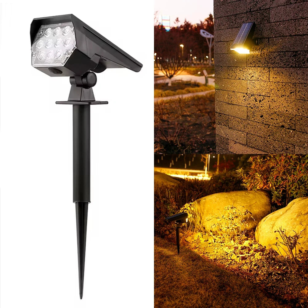 Solar Spotlights, Outdoor Waterproof Floor Mounted Lawn Lights, Outdoor Courtyard Lights, Garden Dual-Use Lighting Qme warm light