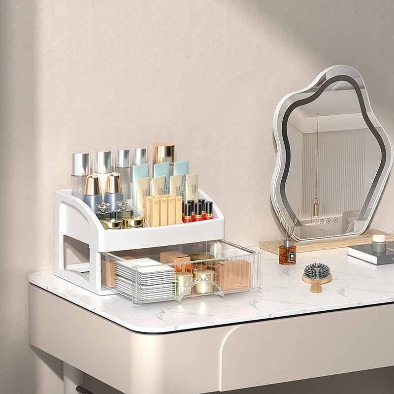 Multi-functionaldesktop Storage Box Drawer Hair Decoration Qme White Two layers