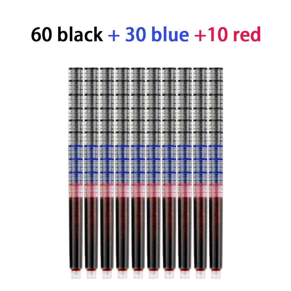 36-100Pcs/Set Colourful Ink Sac Set Refills Black Blue Red 3.4mm High Quality Refill for Smooth Writing School Office Supplies Qme 60black 30blue 10red