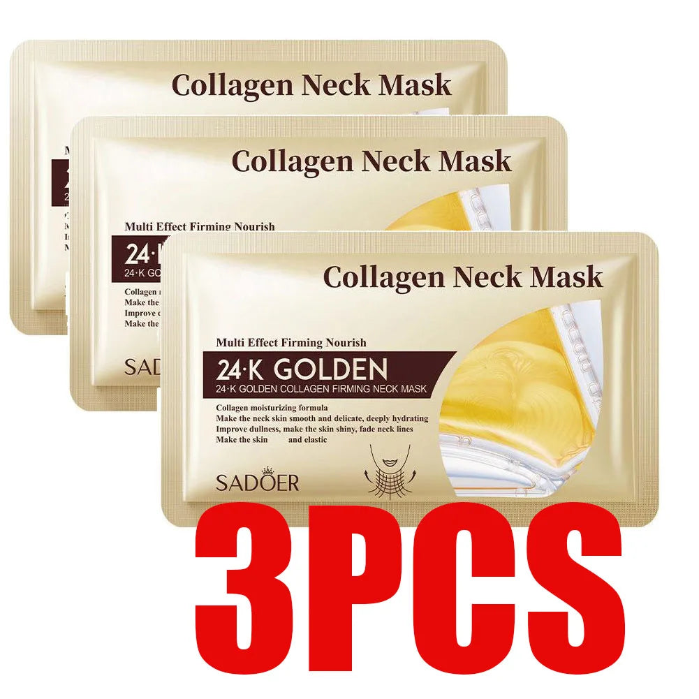 24K Gold Collagen Neck Mask,Crystal Gel Neck Patch,Deeply Moisturizing Nourishing Neck Care Mask For Neck Skin Care 1/3pcs Qme 3PCS CN