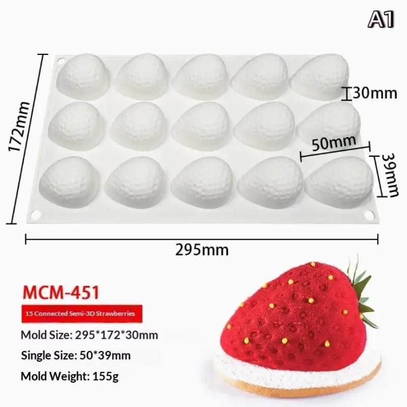 Silicone Baking Molds Strawberry Fruit Dessert Mousse Mold Cake Qme A1
