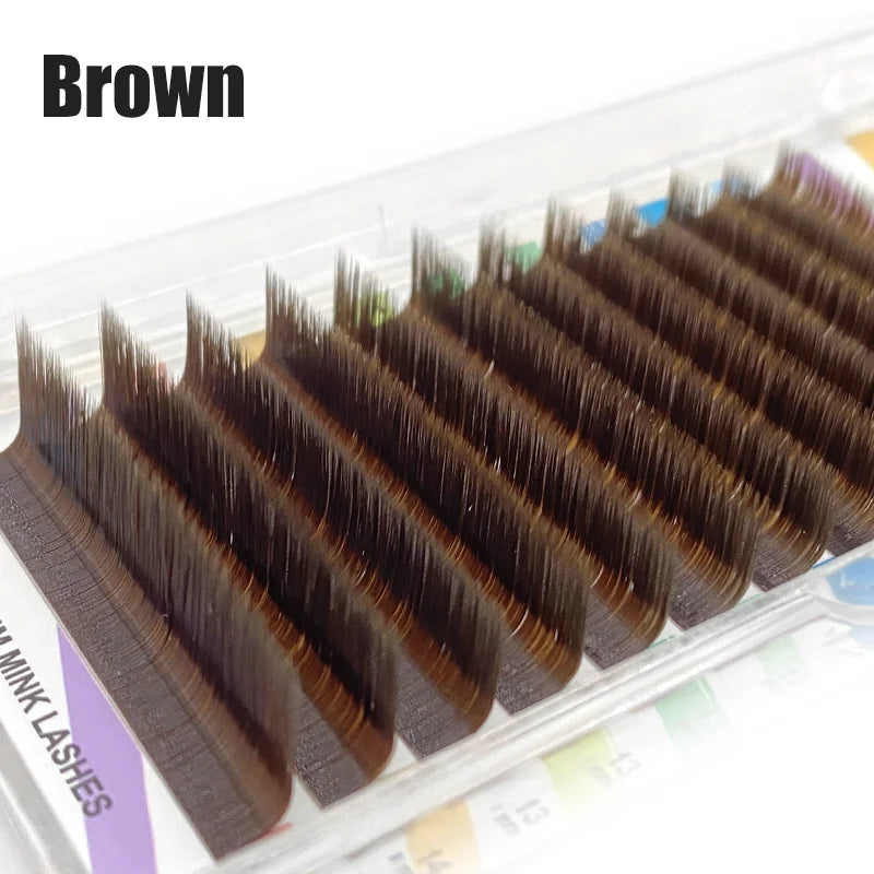 NATUHANA Colored Lashes Auto Fans Easy Fan Eyelash Extension L-shaped Qme Brown D 0.10mm|9-15Mix - Easy fan