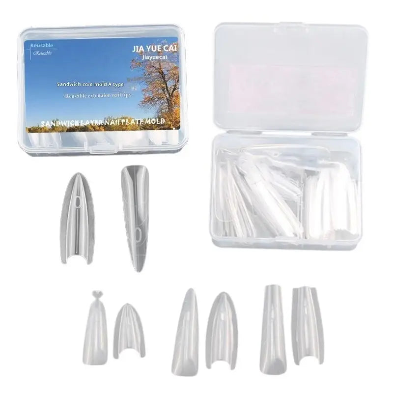 Dual Nail Extension Forms Almond Round Shape Durable Reusable Qme