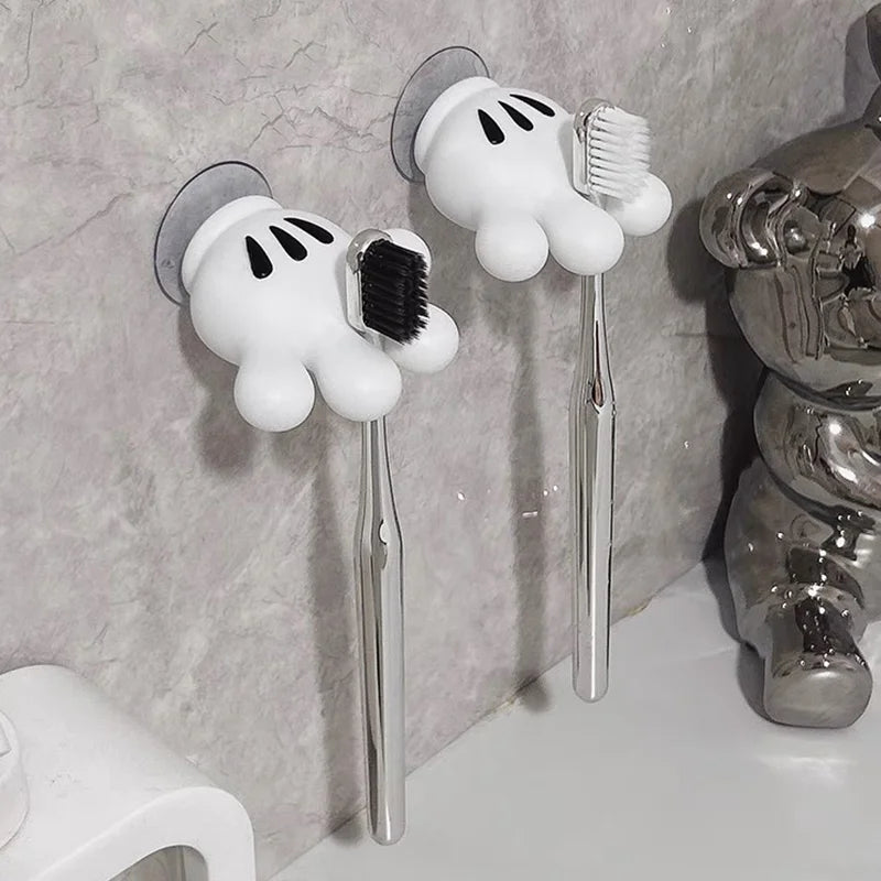 Toothbrush Holder Mickey Palm Cute Bathroom Towel Suction Cup Multi-Function Hook Traceless Hook Data Cable Winder Qme