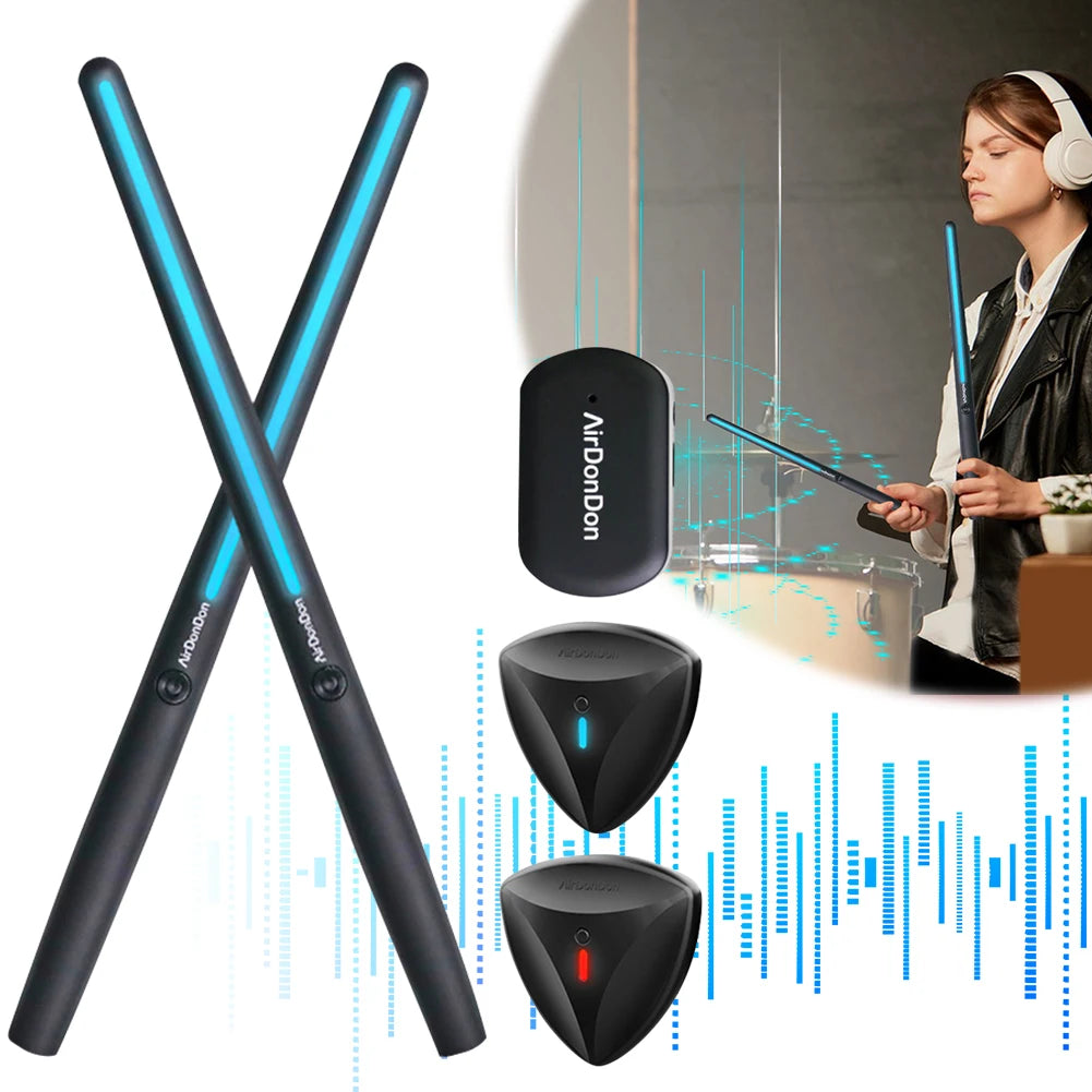 Portable Air Drum Set Air Electronic Drum Sticks Realistic Effect Air Drum Adapter Electronic Drum Set for Kids Adults Qme
