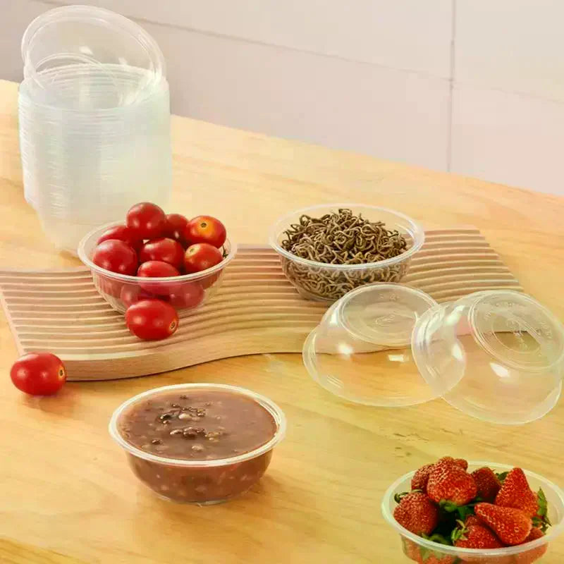 50 PCS Disposable Transparent Heavy Duty Plastic Bowls For Ice Cream Dessert Fruit Salad Picnic Wedding Party Food Container Qme