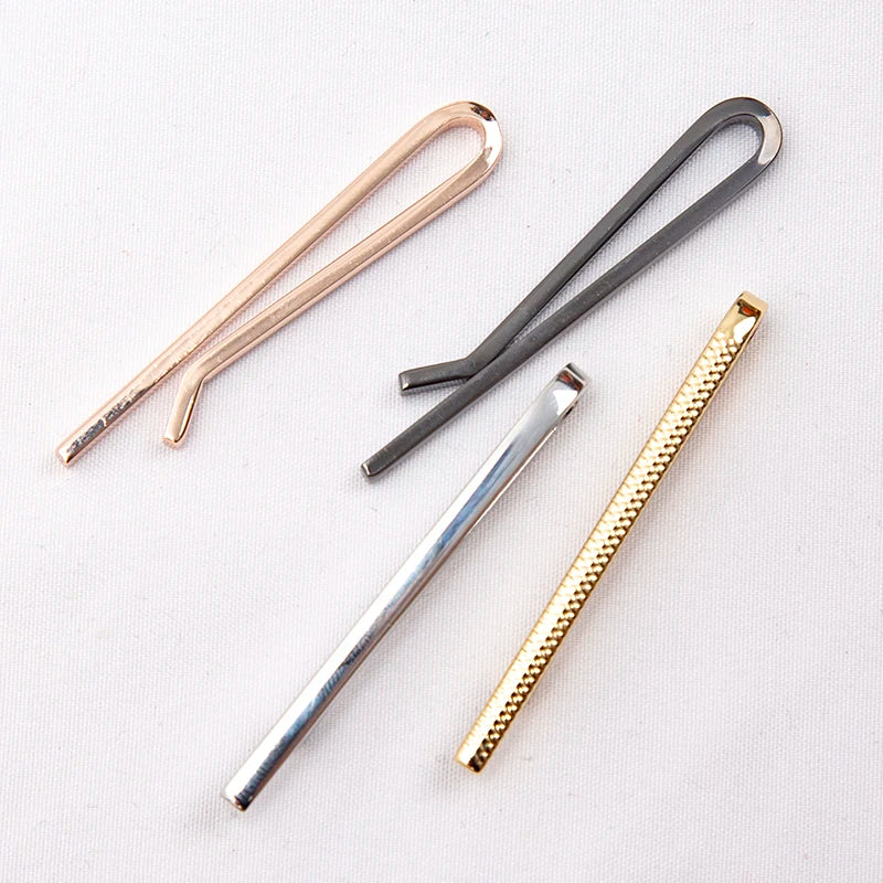 Tie Clips Men Fashion Luxury Metal Gold Tone Simple Bar Clasp Necktie Qme