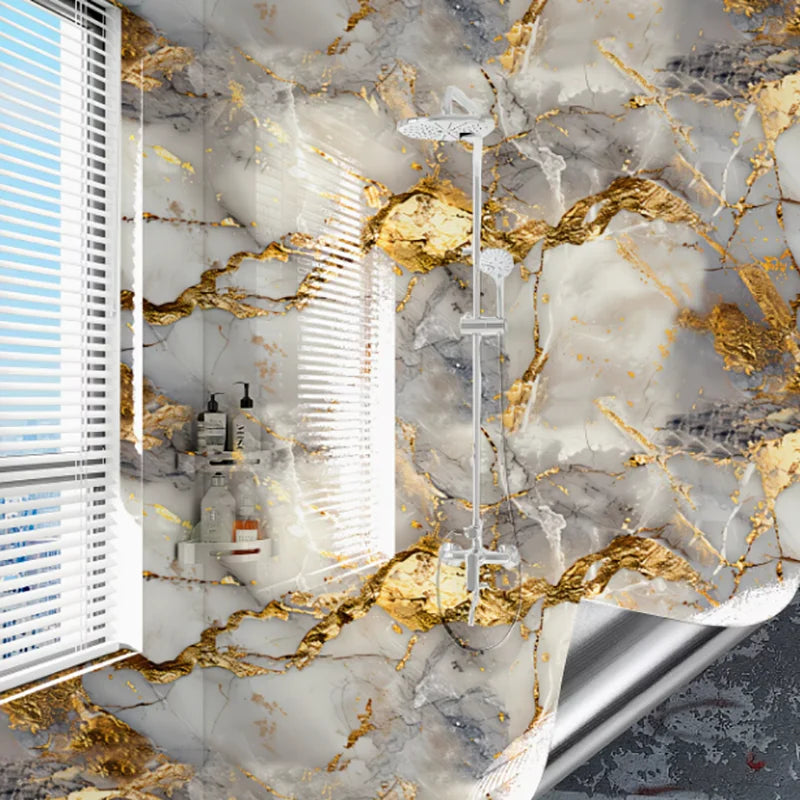 Self Adhesive Anti Scald Marble Kitchen Backsplash Sticker Waterproof Heat Resistant Oil Proof Easy Clean Wall Decal Qme