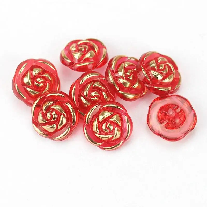 Pcs Durable Acrylic Buttons in Rose Design for Clothing Crafting Qme Red