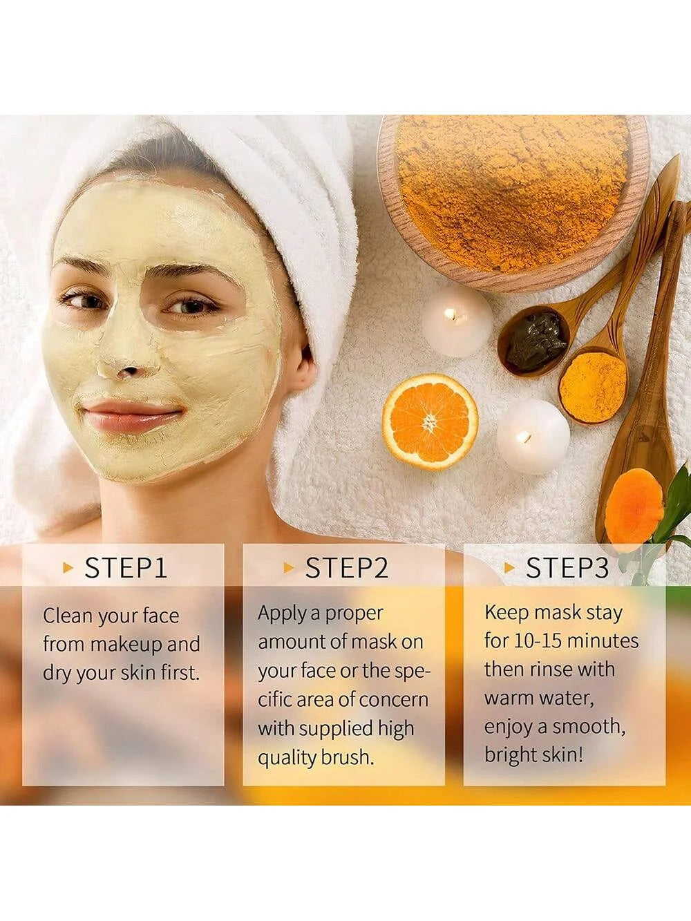 GZE Turmeric Vitamin C Clay Mask Moisturizing Smooth Skin Deep Cleaning Mud Pore For Dry Sensitive Skin Brighten Qme