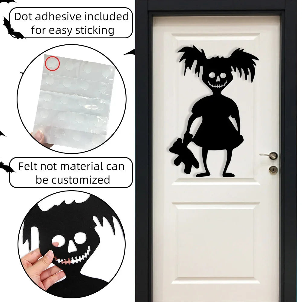 Halloween Decoration Skeleton Hand Pumpkin Door Sticker Ghost Festival Party Decor Scar Mouth Wall Sticker Happy Halloween Qme