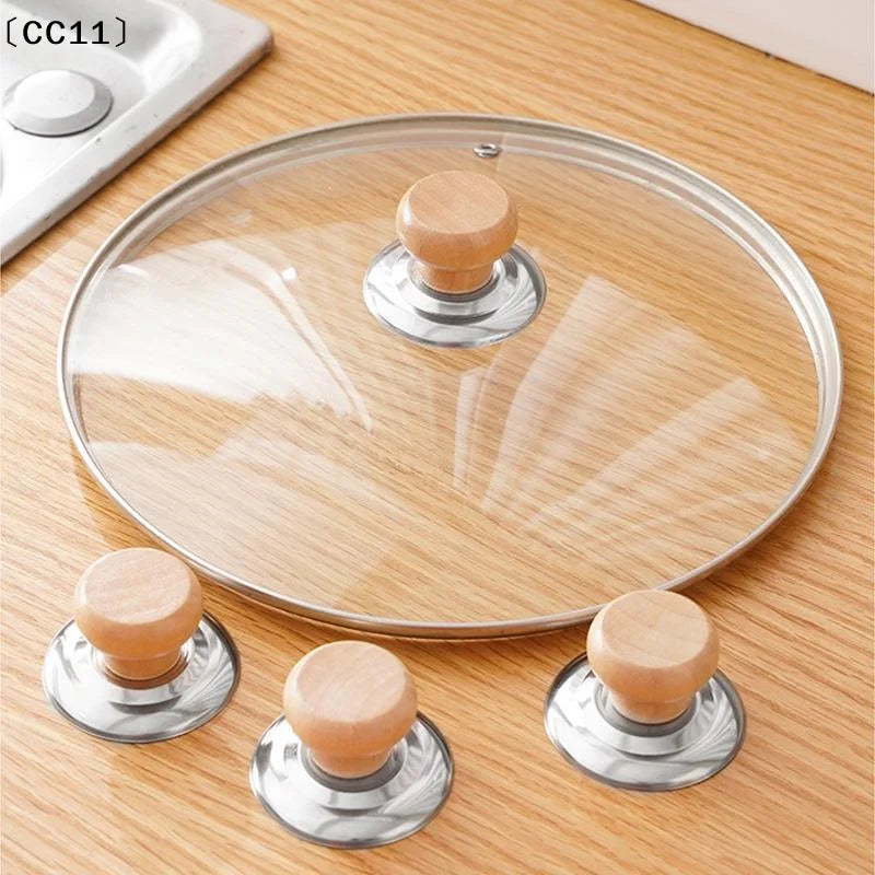 Pot Lib Knobs Caps Wooden Heat-resistant Cooking Pan Lid Covers Qme