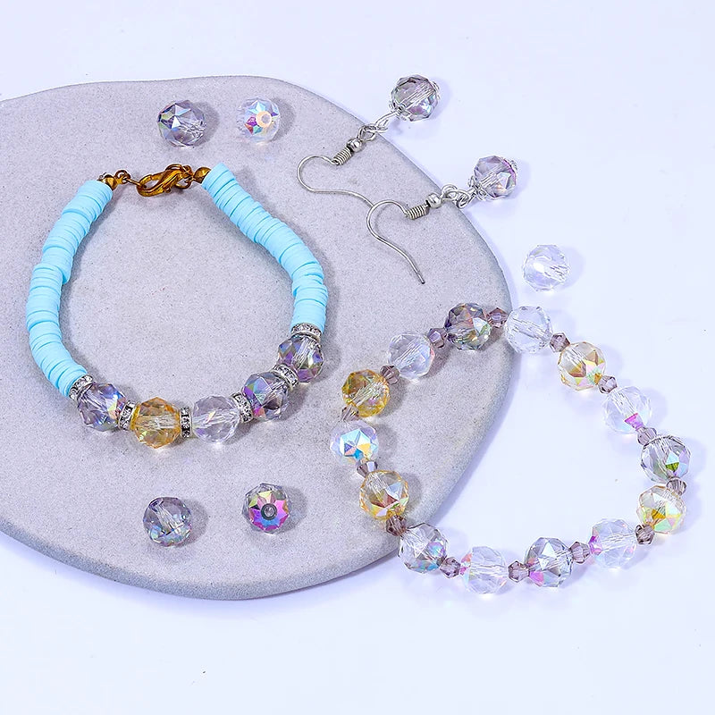 8mm/10mm Transparent Austria Crystal Glass Beads Roundle Spacer Loose Bead for DIY Bracelet Necklace Jewelry Making Accessories Qme