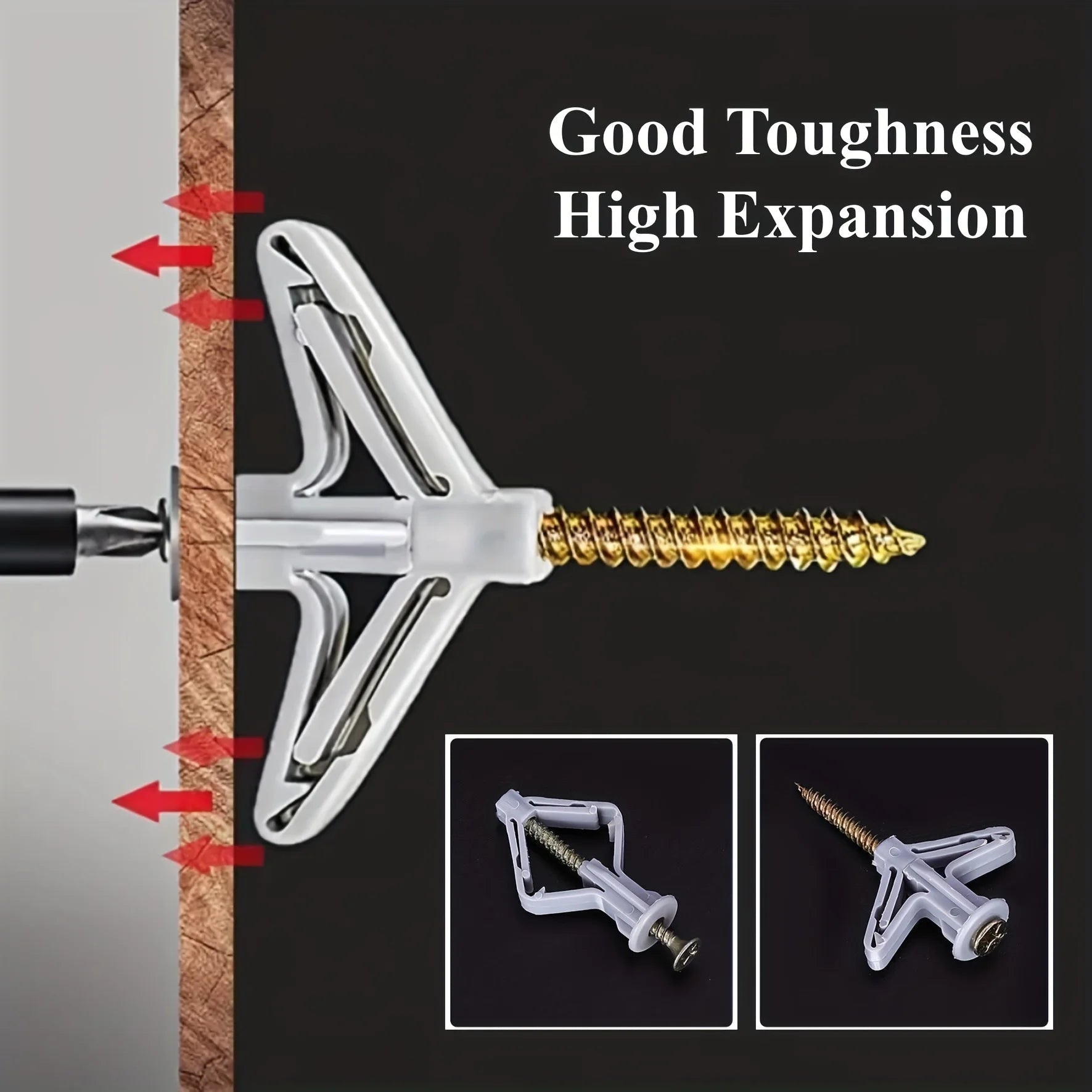 50 set of hollow wall anchors with screws, butterfly expansion screw plugs for drywall and cement board, easy-to-install fasten Qme