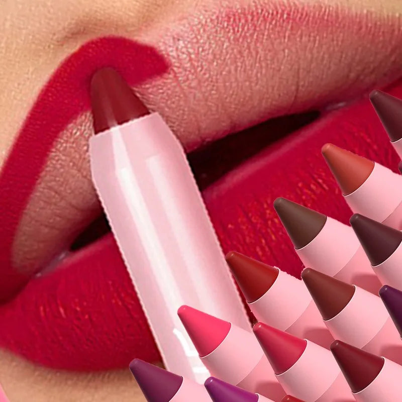 18 Colors Matte Lipstick Pen Soft Silky Velvet Lip Liner Pencil Sexy Full Color Lip Crayon Waterproof Lasting Beauty Maquillaje Qme