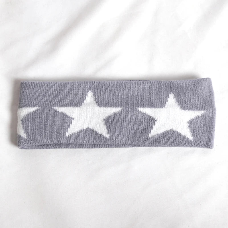 Men Women Elastic Sweatband Sport Hairbands Pentagram Head Band Yoga Qme GRAY