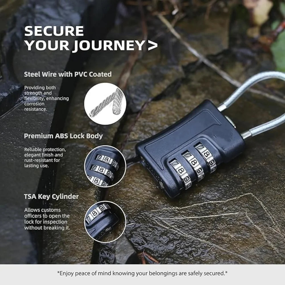 Safety Traveler Bag Customs Code Lock for Gym Storage Cabinets and Suitcases Portable Wire Rope Moisture-proof Password Lock Qme