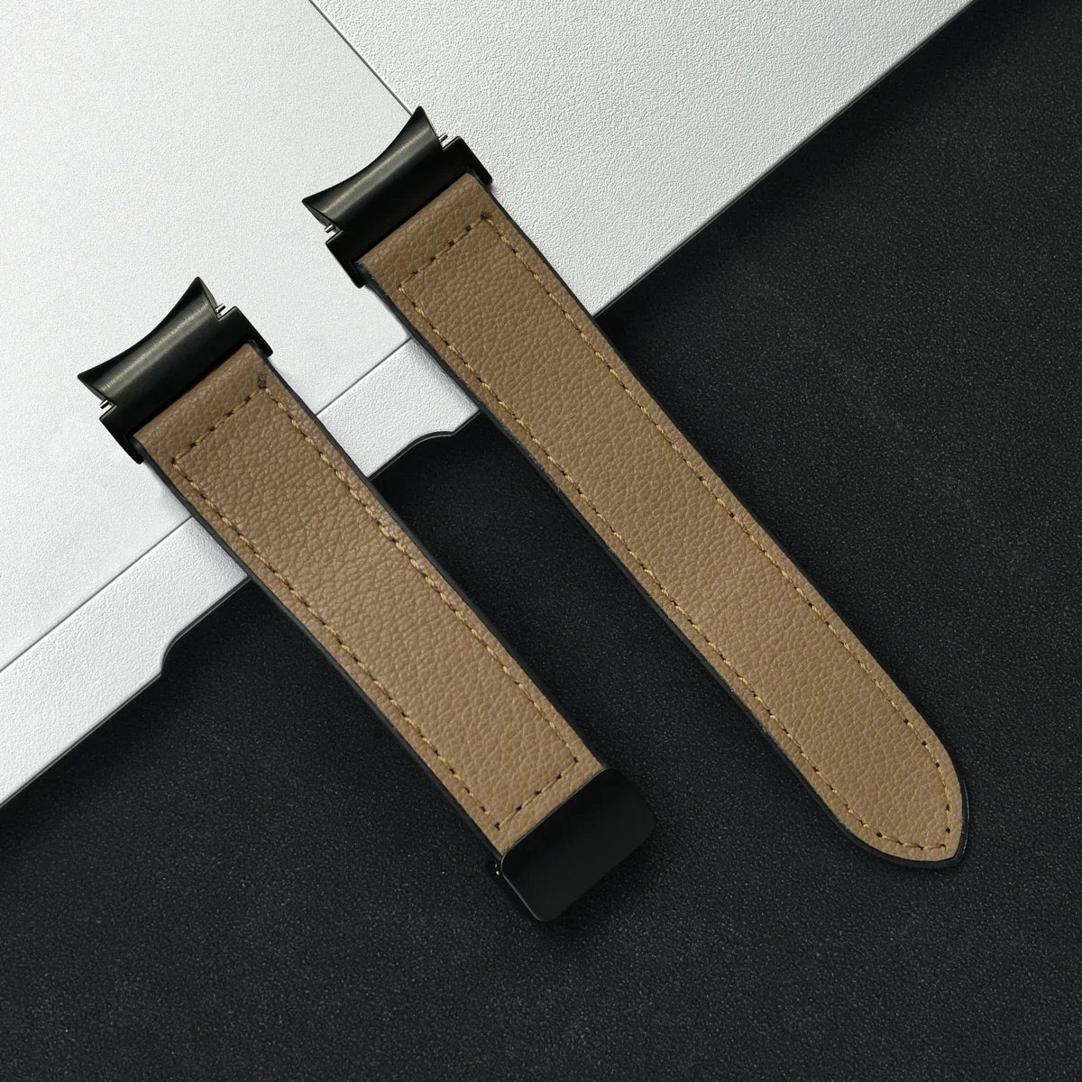 20mm Quick fit Leather Band for Samsung Galaxy Watch 6 5 4 40 44mm watch 5 pro 45 for 6/4 classic 43 47mm 42 46mm No Gaps Strap Qme