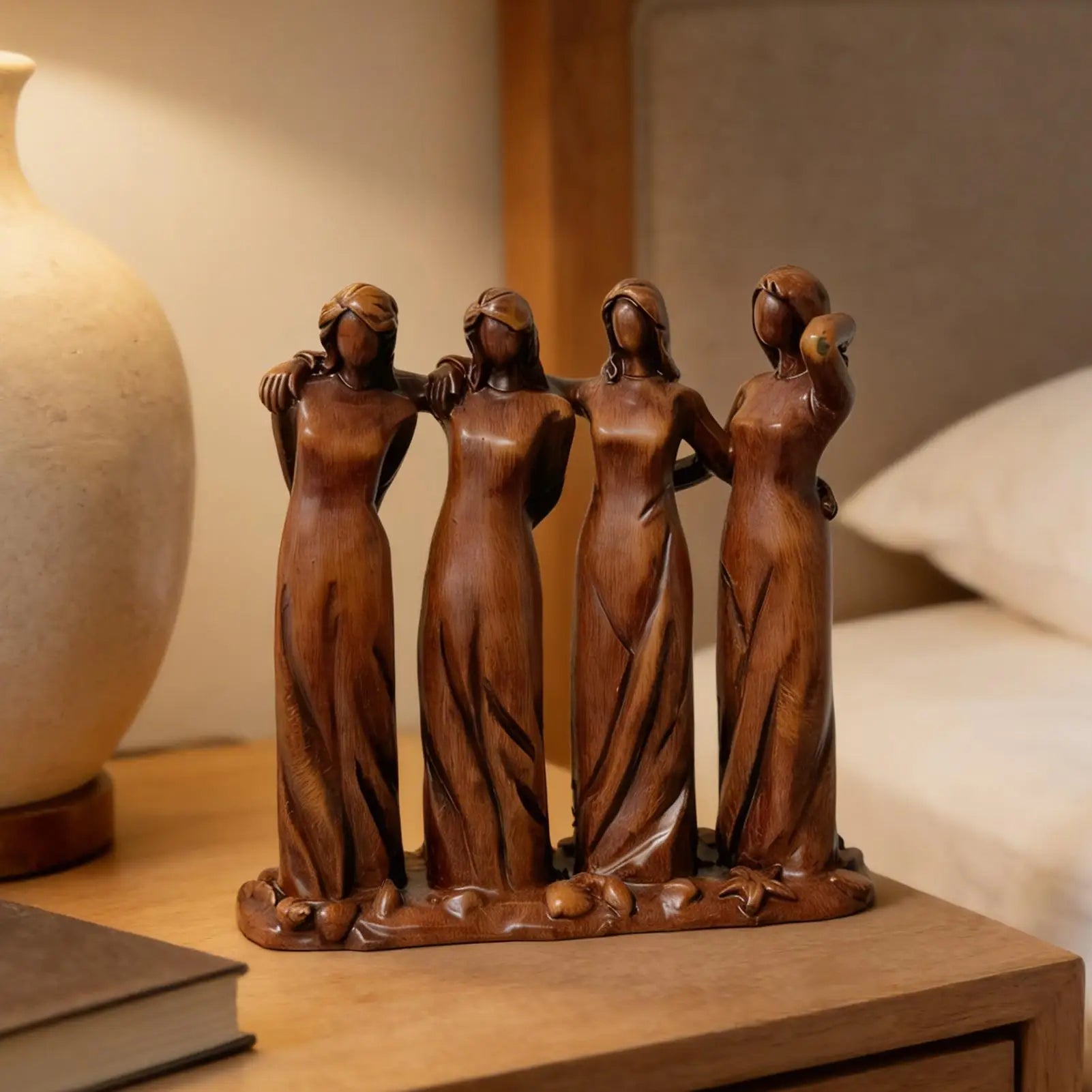Sister Statues and Figurines Resin Sisters Ornament Sculptures Home Decor for Display Desk Bedside Workplace Living Room Qme