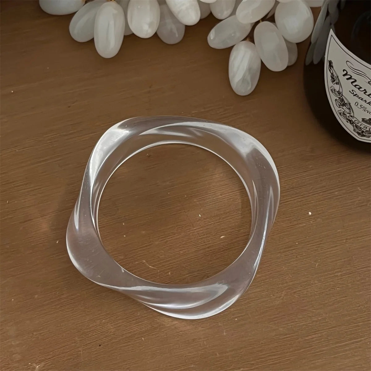 Exaggerated Polygonal Translucent Crude Thick Bangles Women Retro Design Acrylic Charm Bracelet Ladies Jewelry Gifts Bracelet Qme touming 65mm