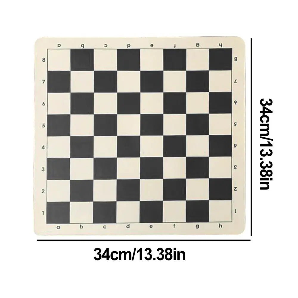 Tournament Chess Board 64 Grids Tournament Chess Mat Roll Up Chess Board Compact PU Leather Chess Board Checkers Folding Board Qme Black