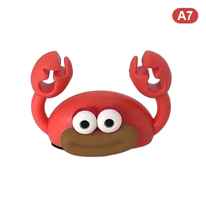 Cartoon Crab Cable Holder Self-Adhesive Fixing USB Cable Management ClipHome Office Desk Decoration Silicone Cable Organizer Qme Red