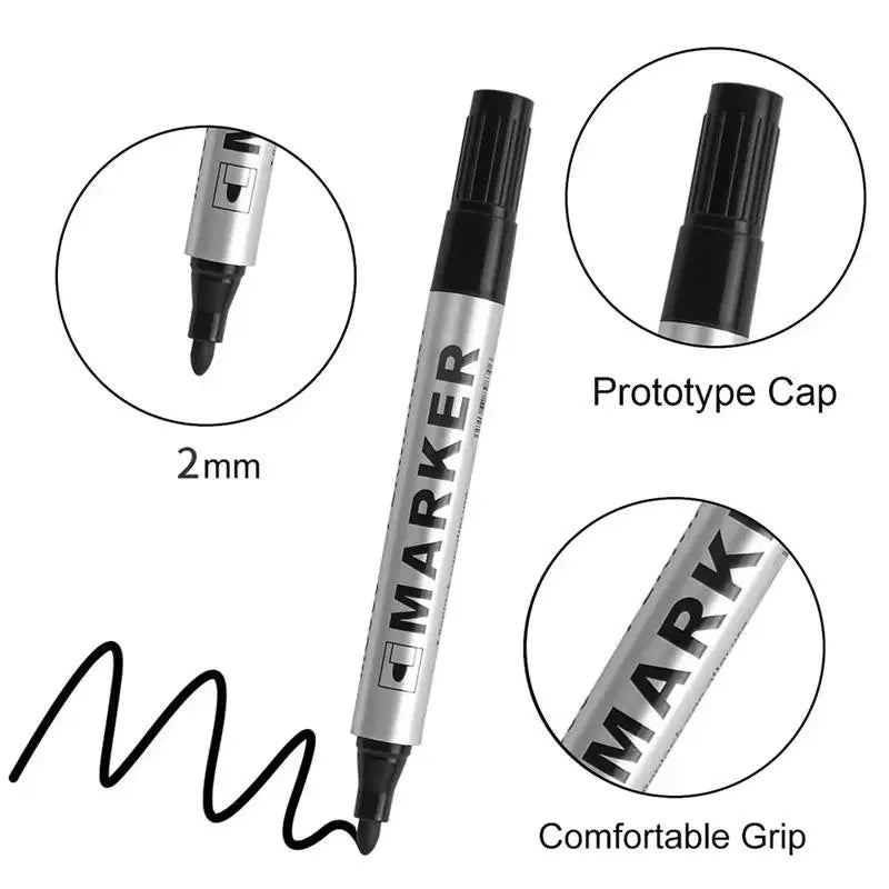 Black Permanent Paint Marker Pen Fine Nib Waterproof Smudge Proof Art Qme