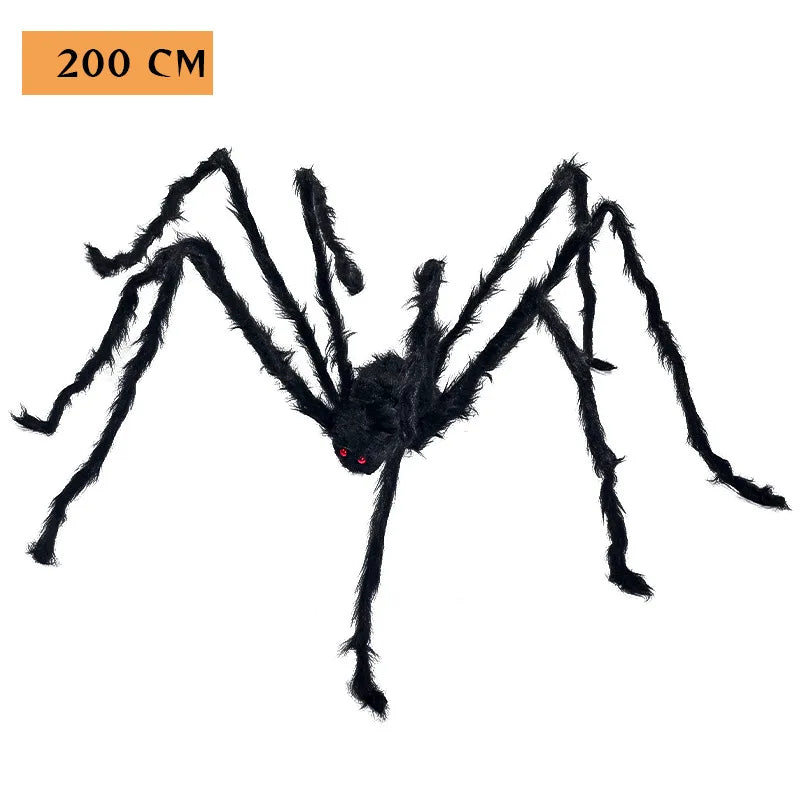 Big Plush Spider Halloween Decoration Scary Lifelike Plush Spider Cobweb Ghost Festival Prop Haunted House Garden Party Decor Qme 200cm