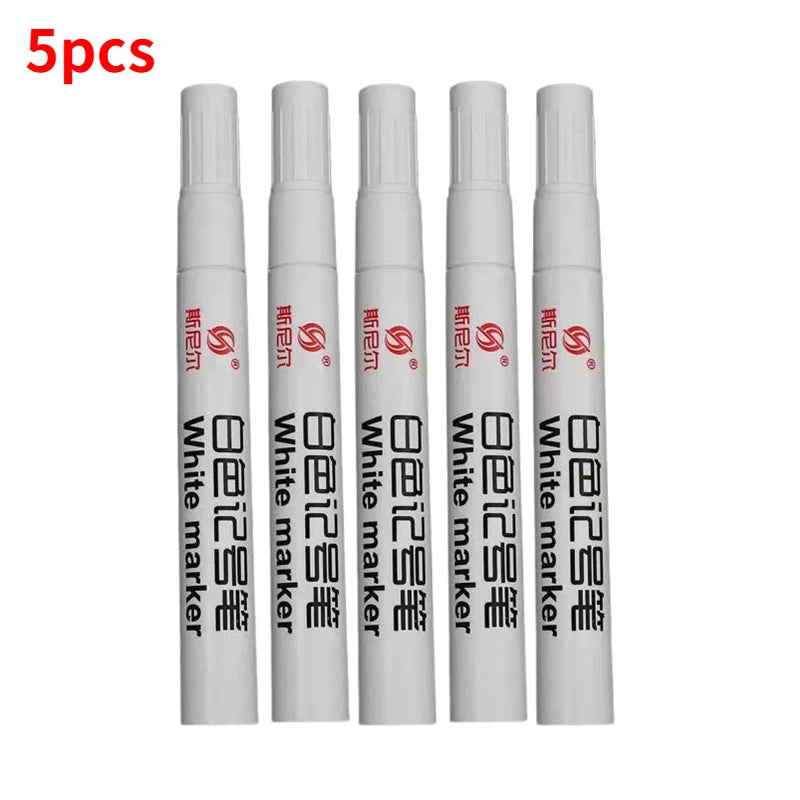 1/3/5pcs Permanent Oily White Marker Pen Waterproof Tire Painting Graffiti Environmental Gel Pen Notebook Drawing Supplies Qme 5pcs