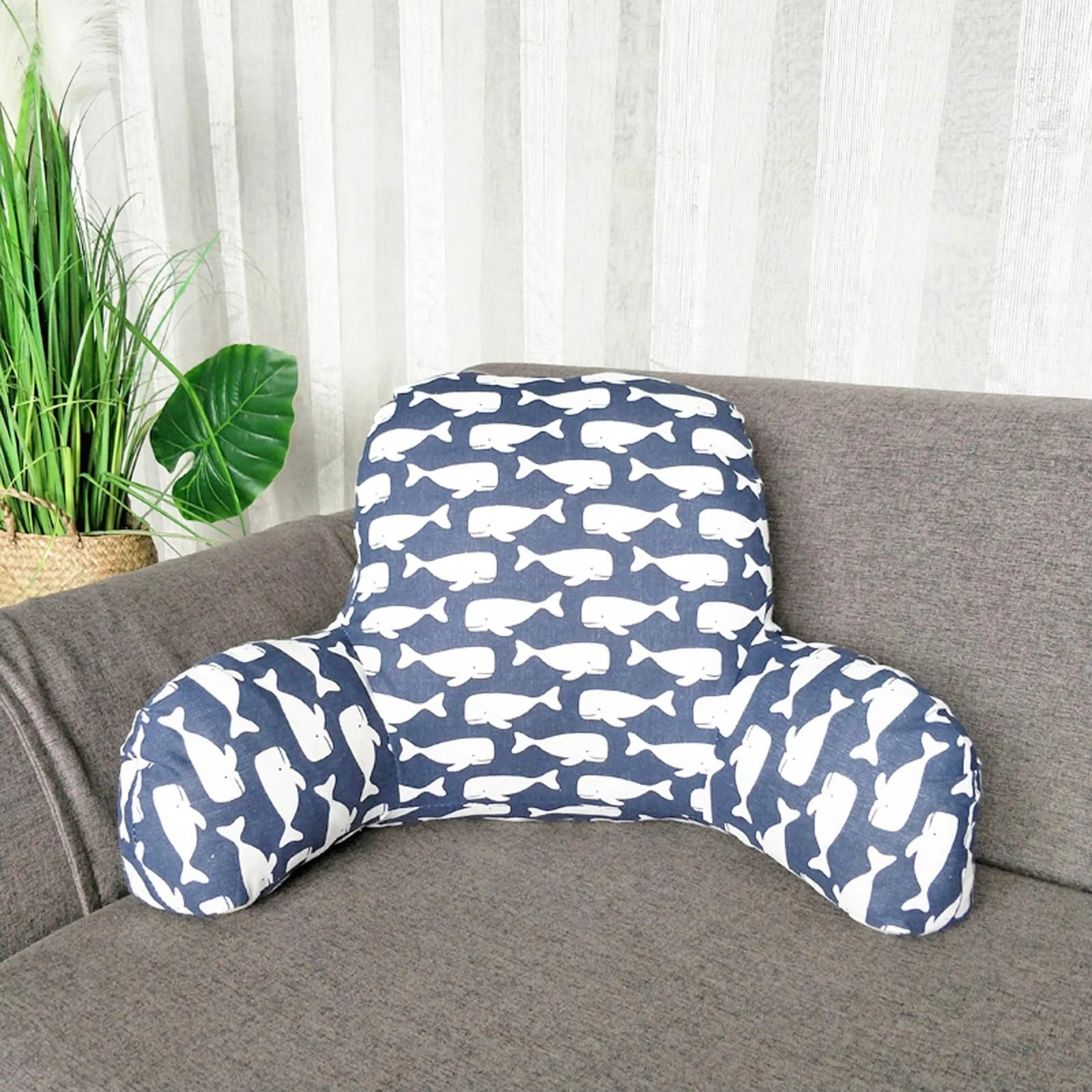 Print Pillow Back Cushion With Arm for Reading Rest Waist Support Office Chair Car Seat Sofa Rest Lumbar Cushion Velvet Backrest Qme G