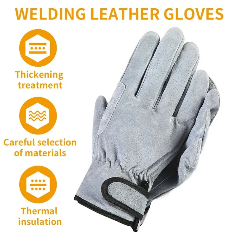 1PCS Unisex Welding Gloves Summer Heat Resistant Short Safety Work Cotton Gloves for Handling Qme