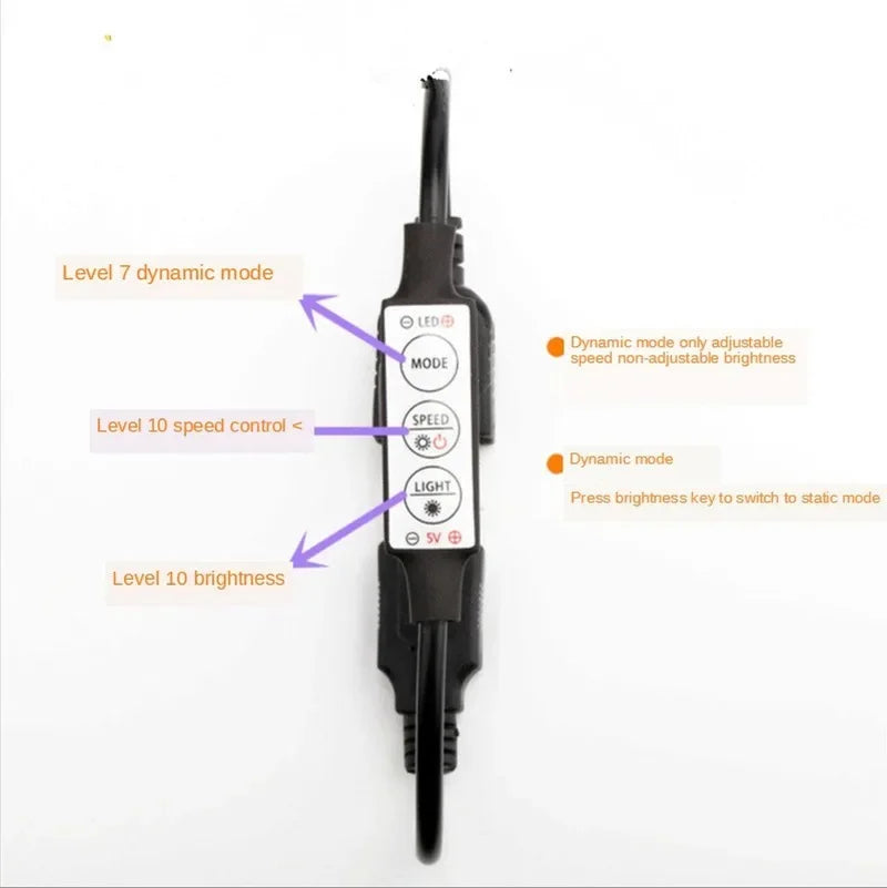 Input and Output USB Connector 5V Mini Monochromatic Led Light with 3 Button Dimmer Strobe Controller Qme