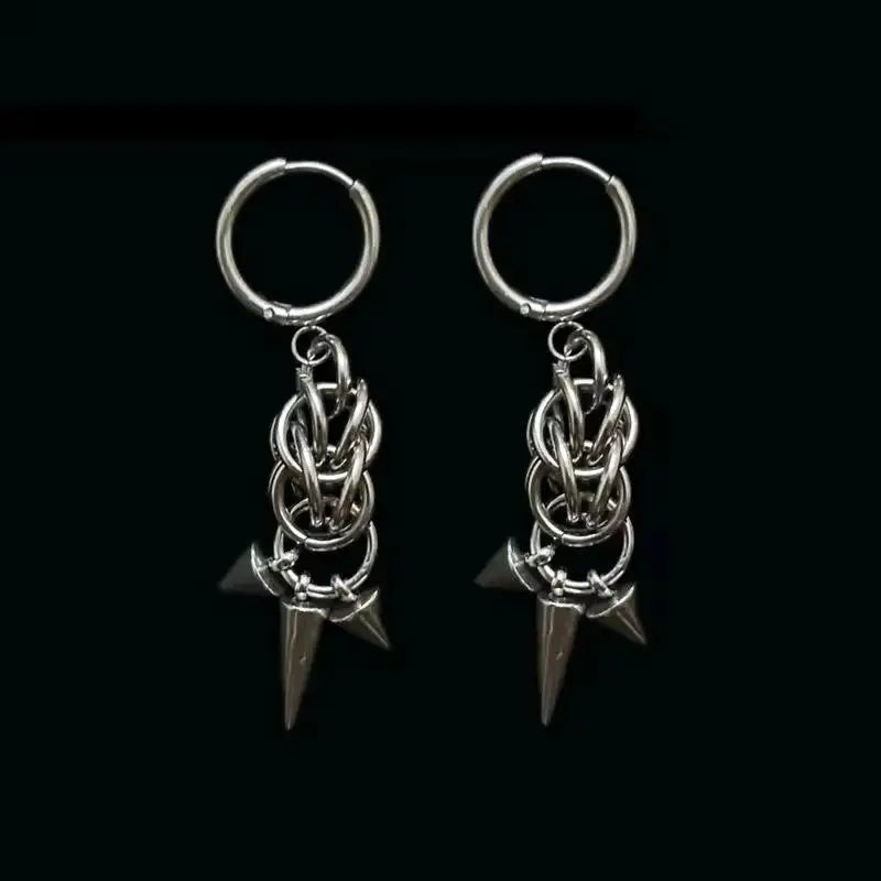 Punk Style Spiked Earrings For Women Men Gothic Cone Pendant Earrings Y2K Grunge Dangle Jewelry Gift Qme 05
