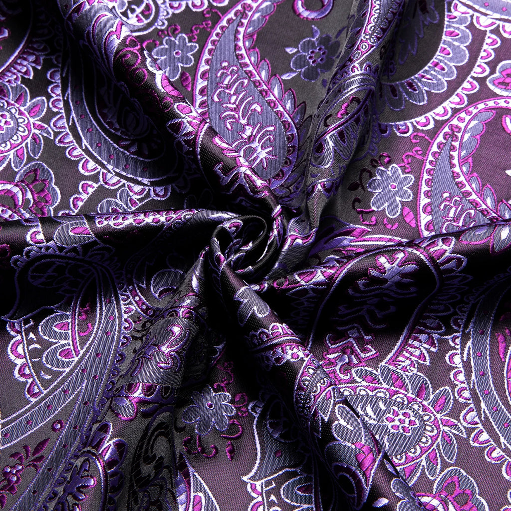 Men's Fashion Luxury Shirt Mixed Purple Paisley Jacquard Pattern Qme