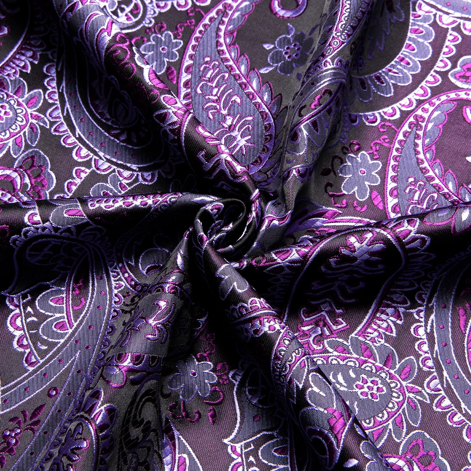 Men's Fashion Luxury Shirt Mixed Purple Paisley Jacquard Pattern Qme