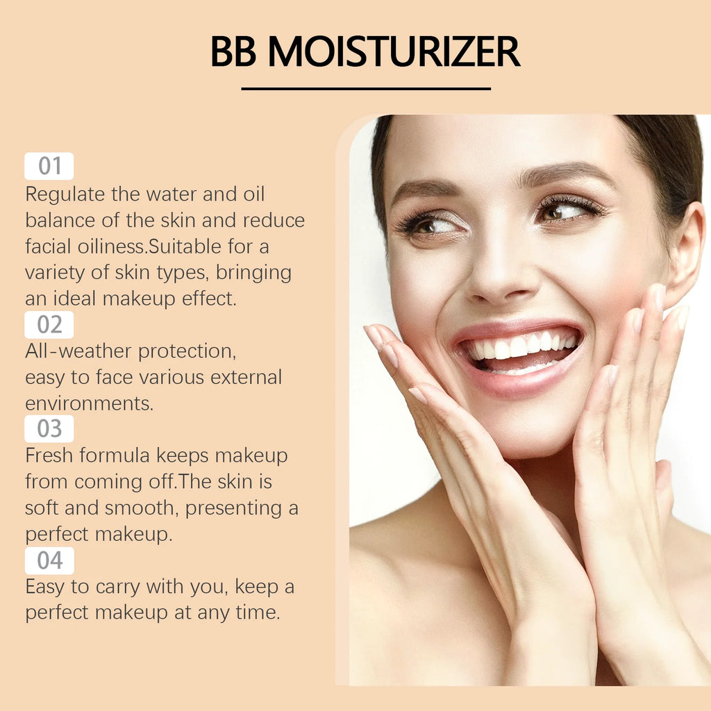 Sunscreen Bb Cream Serie Spf30 Long Time Moisturize Full Coverage Sheer Tint Coverage Oil-Free ﻿Make up Foundation Qme