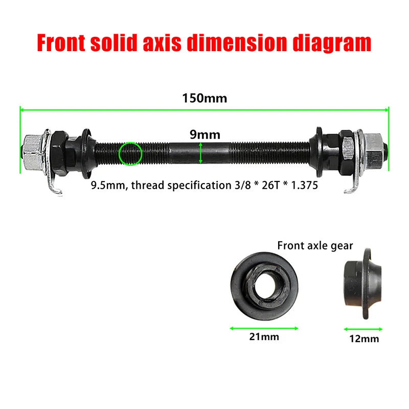 150 Bike Front Rear Wheel Hub Axles Metal Bicycle Solid Spindle Shift Qme