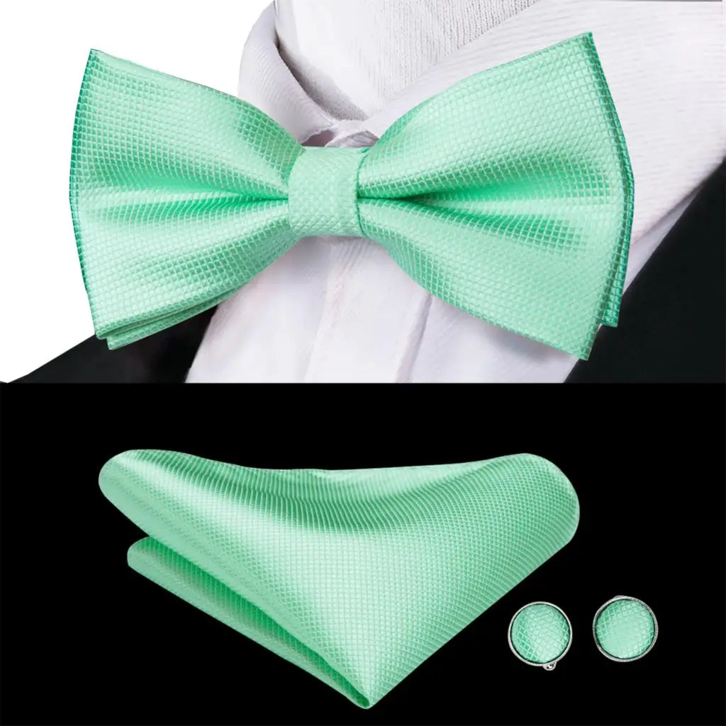 Sage Mint Grass Teal Green Mens Bow Tie Hankerchief Cufflinks Qme LDLH0785