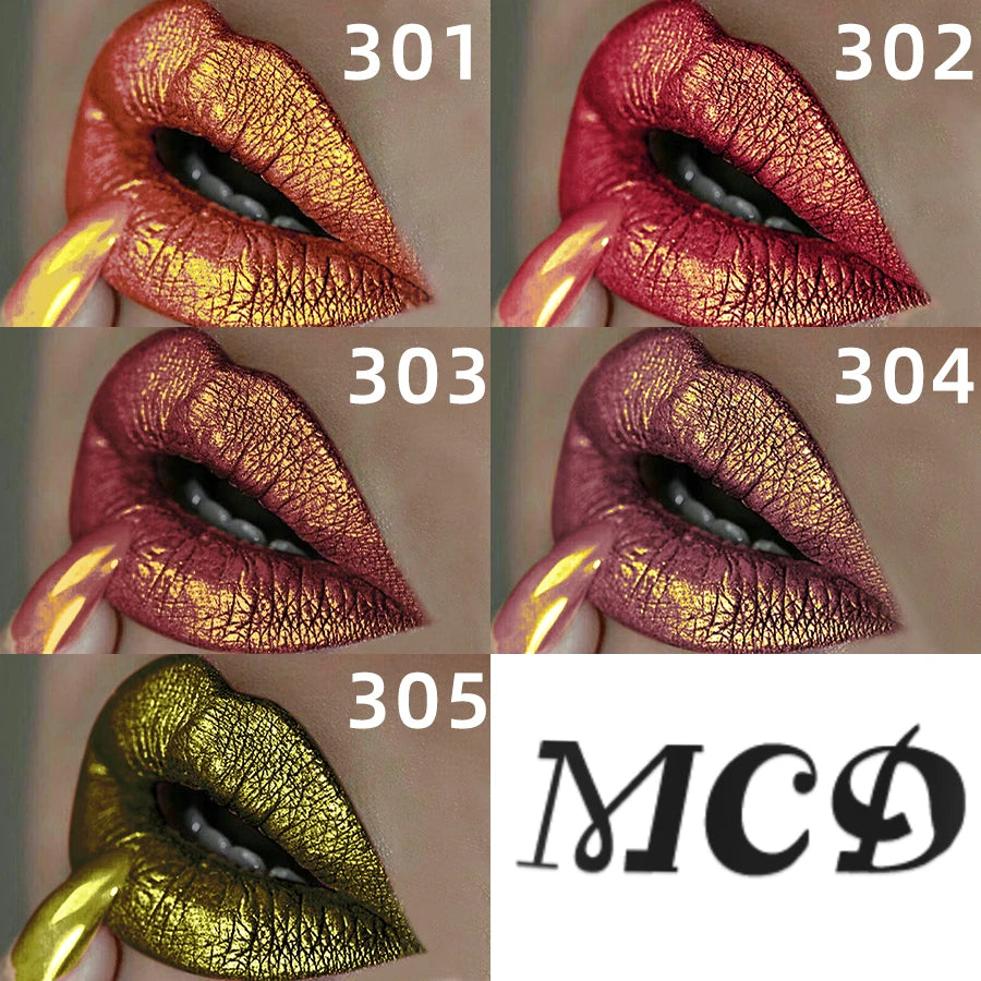5 Colors Pearlescent Metallic Lipstick Bold& Intense Glitter Shinny Qme