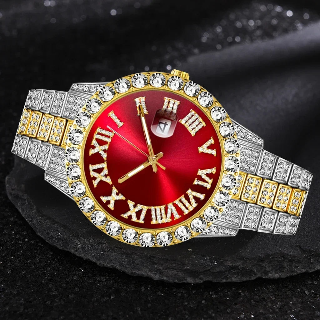 Iced Out Watch Men Luxury Brand Full Diamond Mens Watches AAA CZ Quartz Men's Watch Waterproof Hip Hop Male Clock Gift for Men Qme