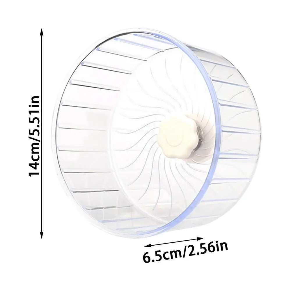 Silent Hamster Wheel Small Double-Bearing Quiet Spinner Gerbil Small Animals Running Wheel for Mice Dwarf Animals Pets Cage Qme Transparent
