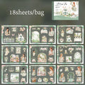 18 Sheets/Bag Manor Scenery Die-Cut Stickers Book for Scrapbook Journal DIY Planner Phone Case Notebook Decoration Craft Gift Qme 1