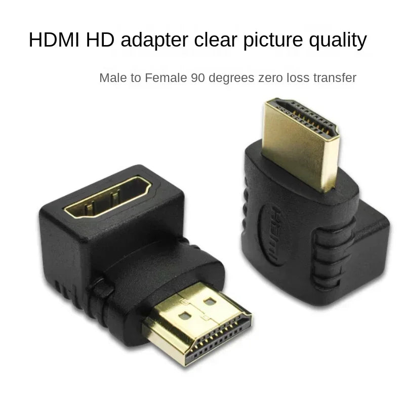 10pcs 4k HDMI-compatible Cable Connector Adapter 270 90 Degree Right Angle HDMI-compatible Male To Female Converter Qme