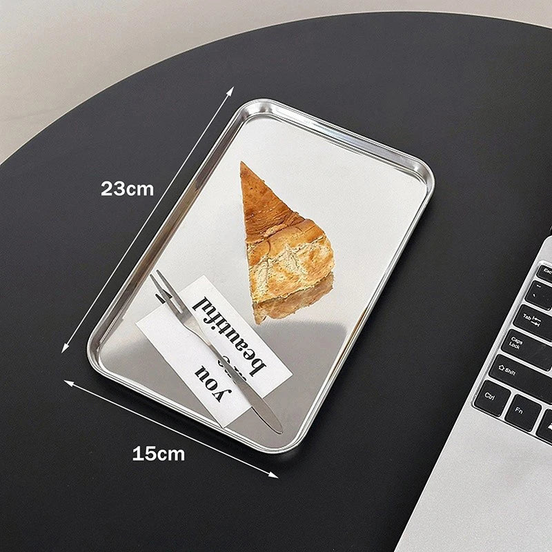 Snack Cake Dish Dining Dessert Plate Kitchen Tray Nordic Stainless Qme