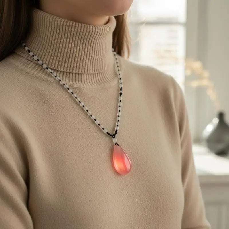 Sunlight UV Color Change Necklace Water Drop Pendent Necklace For Women Unisex Lucky Long Pendant Sweater Chain Ornaments Qme